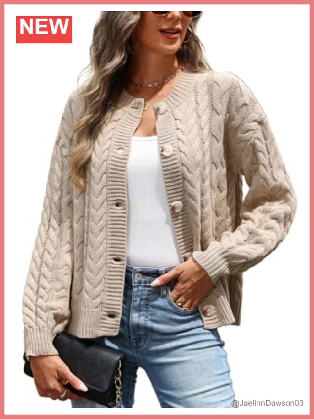 Cable Knit Button Down Cardigan Sweater Long Sleeve Open Front